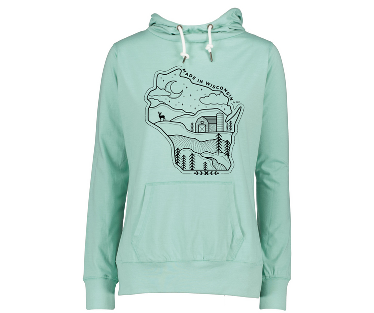 Made in WI [Light Weight Funnel Neck Sweatshirt]