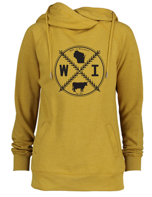 WI <Made in Wisconsin. [Women's Cowlneck Sweatshirt]