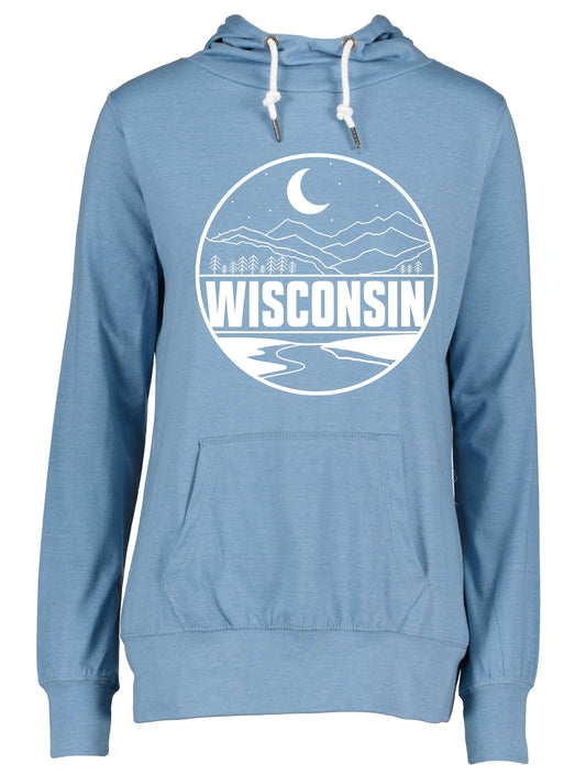 Wisconsin Water Nightfall [Light Weight Funnel Neck Sweatshirt]