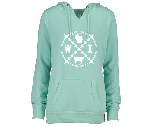 WI <Made in Wisconsin> [Women's V Neck Sweatshirt]